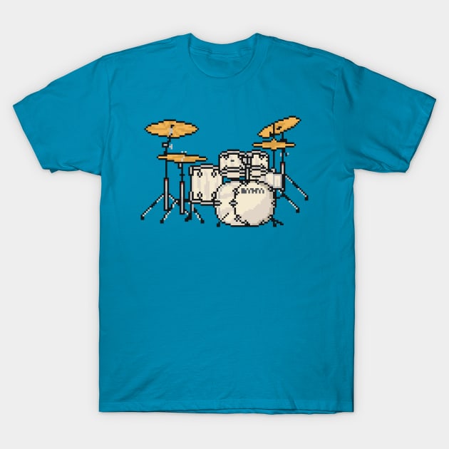 Pixel White Drum Set T-Shirt by gkillerb